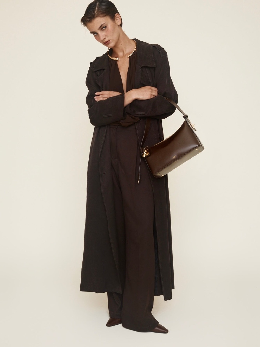 Verafied Hobo Bag in Dark Brown and Gold - Picture 7 of 9